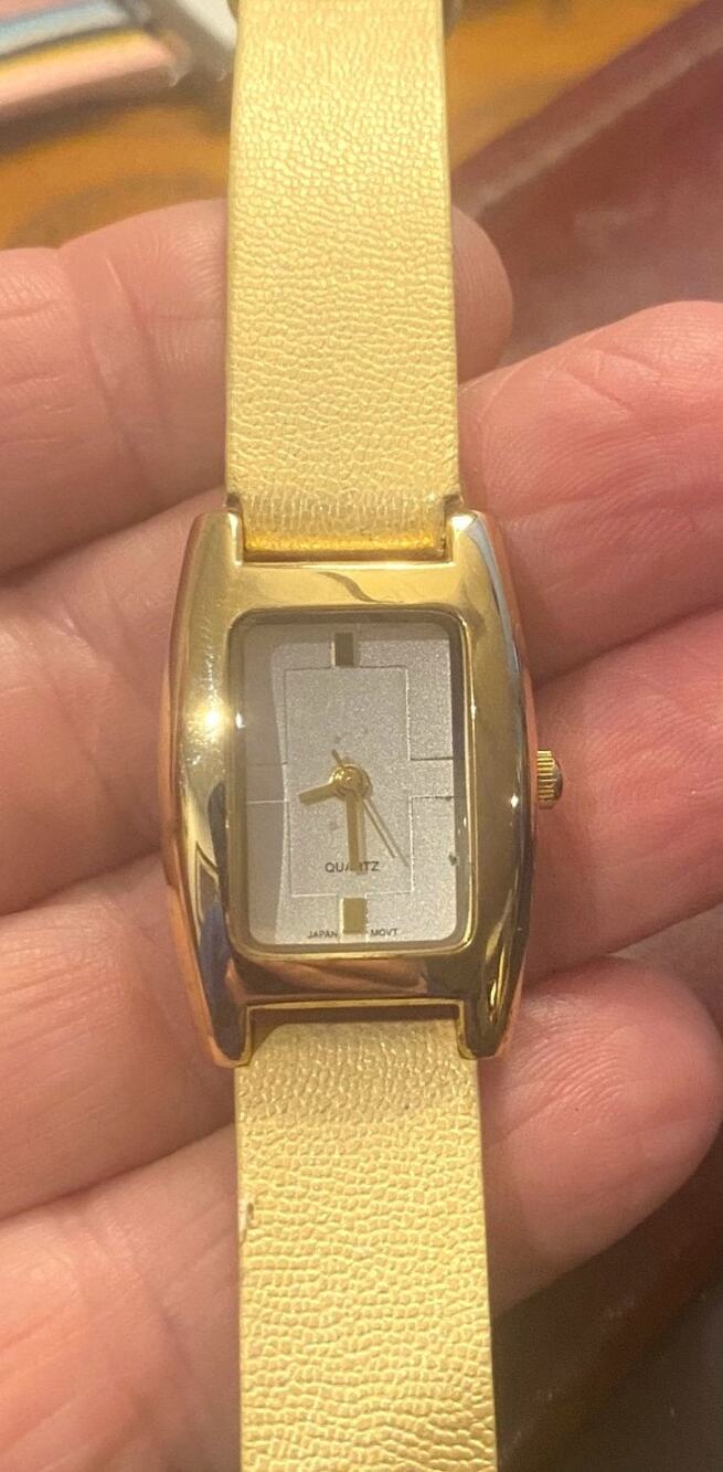 Women's 22mm Gold Tone Watch with Beige Band
